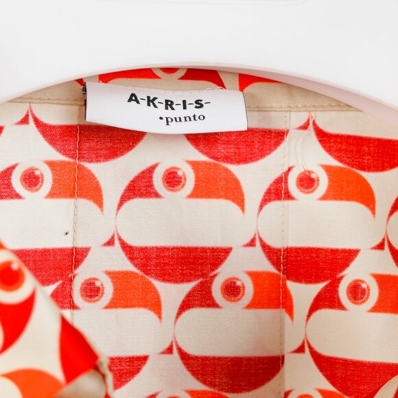 Akris Punto R/24 Off-White Cotton Satin Pelican Dot Printed Blouse - Picture 9 of 11